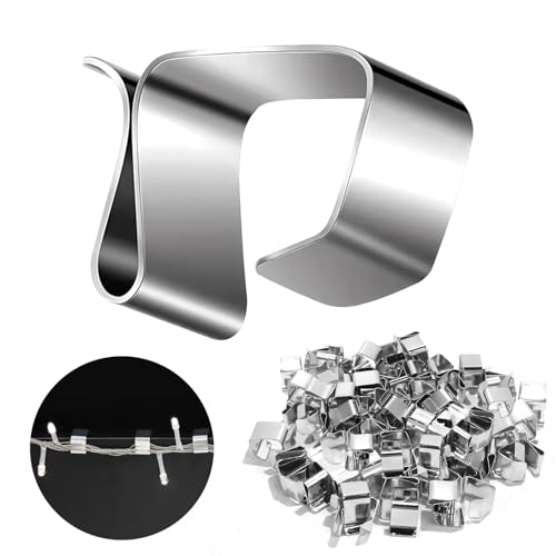 Prmape 100 Pièces Crochet de Gouttière, Crochets de Gouttière de Toit Extérieurs, Crochets de Toit de Lumières de Vacances pour les Lumineuse Intérieur et Extérieur Universel [Classe énergétique A]