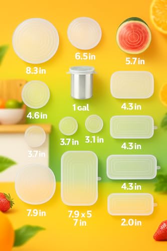 Reusable Silicone Food Covers – 12-Pack Round & Rectangular Lids | BPA-Free, Eco-Friendly, Airtight Seal for Bowls, Containers & Fruits | Microwave & Dishwasher Safe