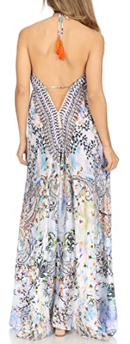 Image of Sakkas Lizi Womens Maxi High-Low Halter Handkerchief Long Dress Beach Party