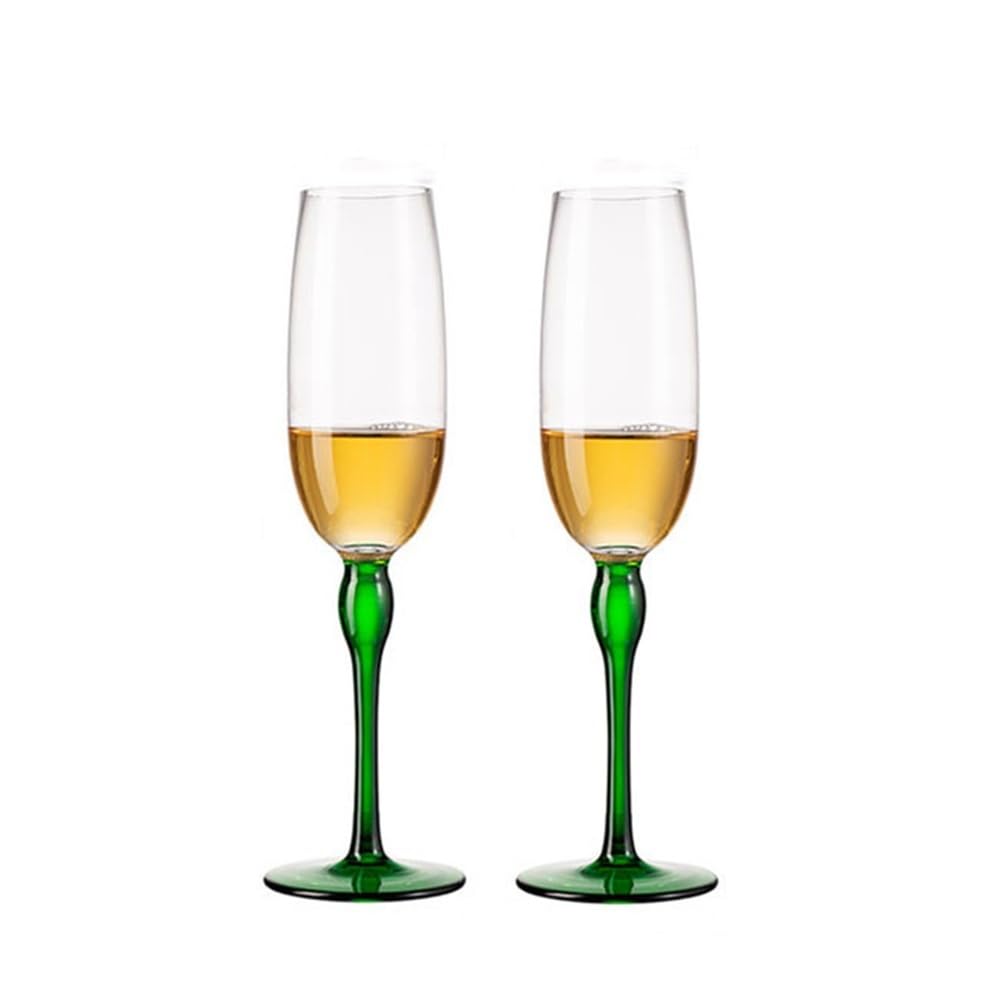 Flûtes à champagne à tige multicolore en verre haut de gamme