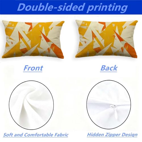 Housse de coussin géométrie velours orange rectangulaire déco - 4