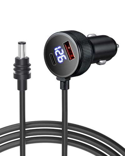 Car Charger Cable for Starlink Mini 6.5FT/2M with Display - 60W DC + 33W Dual USB-C/USB-A Power Adapter for Trucks, RVs & Boats, 12-24V Aluminum 18AWG Cord with Real-Time Voltage Monitoring