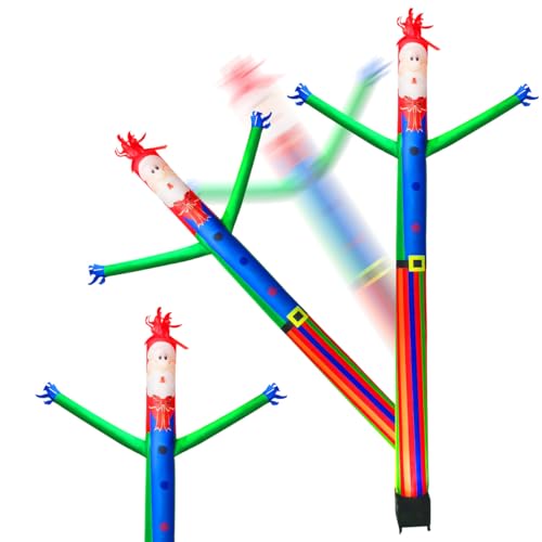 8ft Inflatable Air Waving Tube Dancer with Blower Set, Blow Up Inflate Santa Clause for Christmas Decorations (Santa Claus with Blue Shirt)