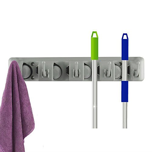 Mop and Broom Holder, Wall Mounted Garden Tool Storage Tool Rack Storage & Organization for Your Home, Closet, Garage and Shed (4-Position)