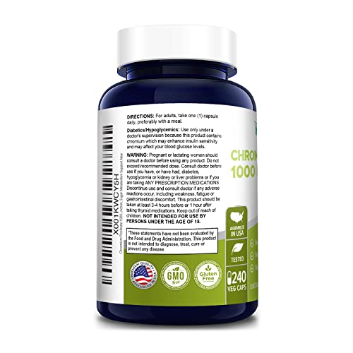 Chromium Picolinate 1000Mcg 240 Veggie Capsules (Non-Gmo & Gluten Free) #TOP2