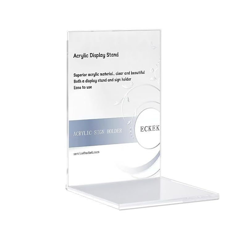 ECKEK Acrylic Sign Holder Clear Display Sign Stand Acrylic Display Stand for Office, Store (Acrylic Base)