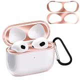 ZIRTEX 対応 AirPods 4 ケース 透明 【ダストガード付き（ローズゴールド）】 エアーポッズ4 第4世代 専用 黄変防止 TPU素材 耐衝撃 カラビナ付き 紛失防止 ワイヤレス充電対応 LED可視 キズ防止 防塵 軽量スリム 保護カバー(クリア）