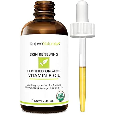 Vitamin E Oil - 100% All Natural & USDA Organic (LARGE 4oz Bottle) Repair Dry, Damaged Skin from Surgery & Acne, Age Spots & Wrinkles. For Radiant, Hydrated & Youthful Skin. Face & Body Moisturizer Cover