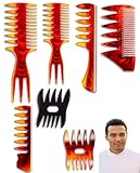 Professional Hair Tool Comb Set for Men & Women - Wide Tooth Detanglers for Curly Hair, Cutting & Fade Tools, Shower & Pick Styles - Tortoise, Black & Colorful Plastic for Styling & Travel（7 Pack)
