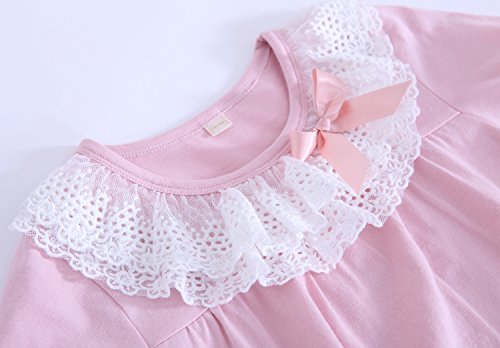 Abalacoco Girls Kids Princess Lace Nightgown Long Sleeve Cotton Sleepwear Dress Pretty Homewear Dress (12-13 Years, Purple) #TOP2