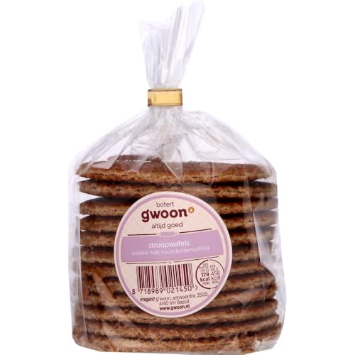 G’woon Stroopwafels con Mantequilla 12 Unidades (468 g) – Galletas Holandesas Tradicionales con Relleno de Caramelo – Dulce Típico de Países Bajos
