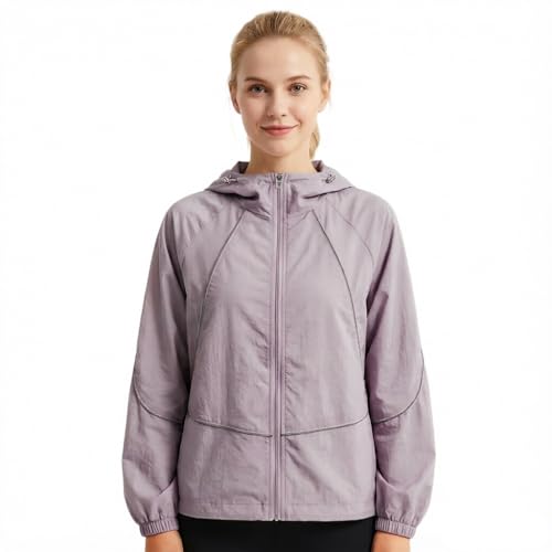 Image of Venzina UPF 50+ Women's Slim-Fit Sun Protection Hoodie -Lightweight & Breathable Summer Jacket with Reflective Trim, Adjustable Hem for Outdoor, Commute, Sport, Travel