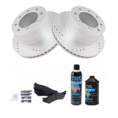 Image of TRQ Rear Performance Brake Pad & Rotor Kit, with Chemical Kit Semi-Metallic Premium G-Coated Compatible with 2006-2008 Dodge Ram 1500 2003-2008 Ram 2500, 3500