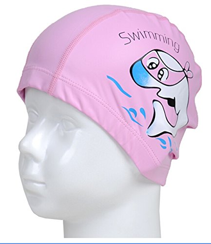 FakeFace Kids Cute Cartoon Elastic PU Swim Cap for Boys Girls Swimming Caps Bathing Cap Waterproof
