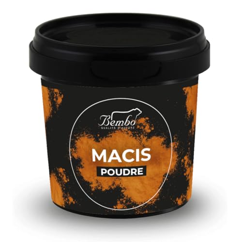 Macis en Poudre Bembo 50 g - Endocarpe de la Noix de Muscade - Épice Naturelle et Aromatique – Idéale pour Puddings, Crèmes, Gâteaux, Biscuits et Liqueurs.