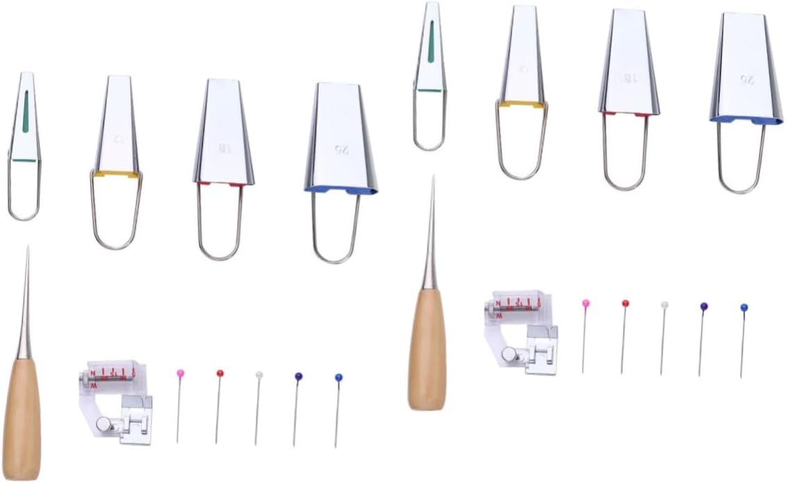 TEHAUX 3sets Quilting Supplies Sewing Clips Seam Roller Bias Tape Maker Bias Tape Makers