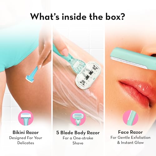 Image of Plush The Ultimate Razor Trio Kit | Bikini, Body & Face Razor for Woman | 3-in-1 Hair Removal Kit | Smooth, Precise & Gentle Shave | Travel-Friendly & Easy to Use | Zero Cuts & Bumps