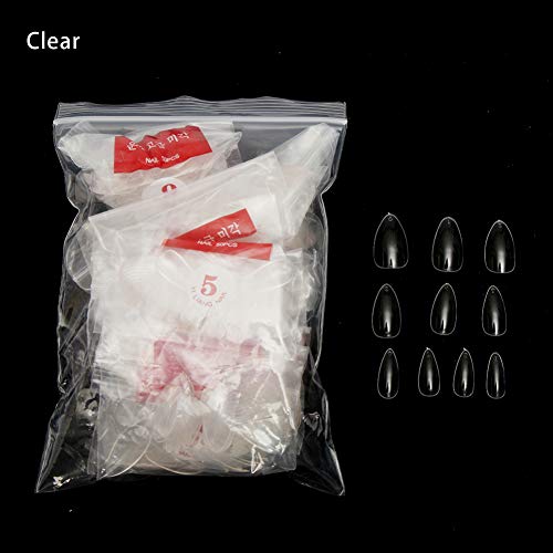 Afco 500Pcs Almond Oval Pointy False Fake Nail Tips DIY Art Decal Manicure Extension Tool Clear