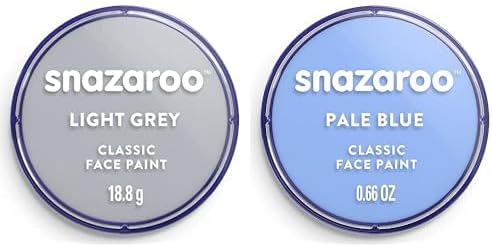 Snazaroo Classic Face and Body Paint Bundle Light Grey & Pale Blue, 1x 18.8g (0.66-oz) Pot in Light Grey, 1x 18.8g (0.66-oz) Pot in Pale Blue