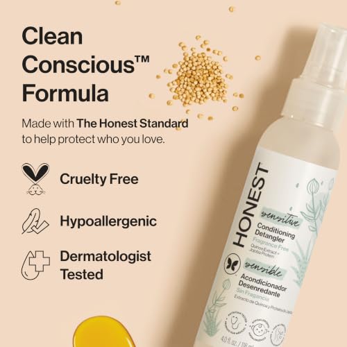 The Honest Company Hair Detangler, Hypoallergenic, Fragrance-Free, 4 fl oz | Leave-In Conditioner & Detangler Spray, 4 Fl Oz. Tear-Free, Hypoallergenic. Gentle For Baby's Sensitive Skin. - image 5