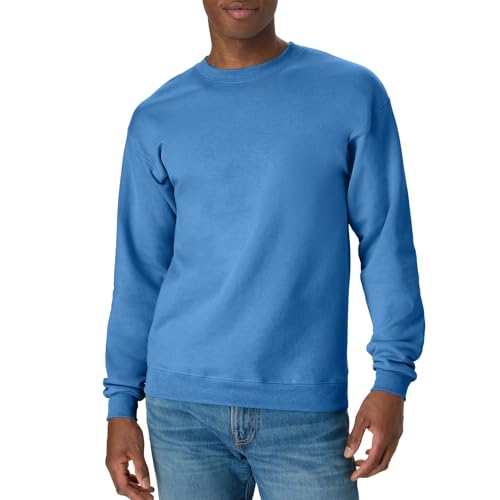 Hanes Mens Ecosmart Fleece Sweatshirt, Cotton-blend Pullover, Crewneck For Men, 1 Or 2 Pack, Denim Blue - 1 Pack, Medium US