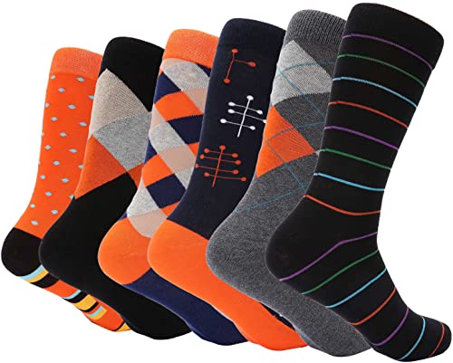 Mio Marino Men's Dress Socks - Colorful Funky Socks For Men - 6 Pack - Conventional Design - Sock Size: 10-13 #TOP6