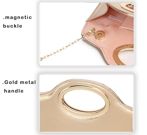 Image of Top Metal Handle Clutch Bags for Women, Evening Handbag Shoulder Crossbody Purse with Chain