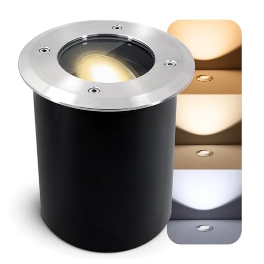 SSC-LUXon JUAVI schwenkbarer LED Bodeneinbaustrahler GU10 IP67 - mit LED GU10 6W warmweiß 230V - Bodenstrahler außen befahrbar