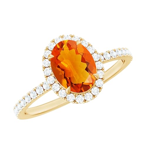 Certified Fire Opal 6X8mm Oval Engagement Ring, AAA Quality, Natural Opal Diamond Halo Ring for Women