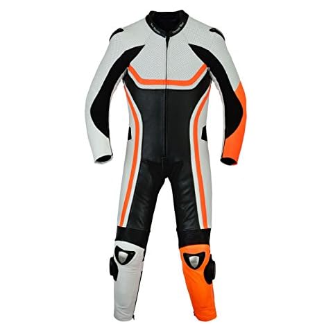 Fluorescent Bikini Motorcycle Estate Motorbike Cowhide Leather Suit Real Leather Orange, Size: 48 Cover