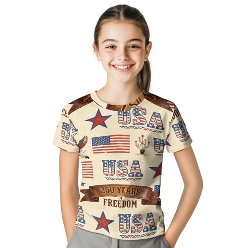 Image of Kids Graphic T-Shirt Boys Girls Novelty Tees Top Short Sleeve Shirts Summer Blouses 3-16