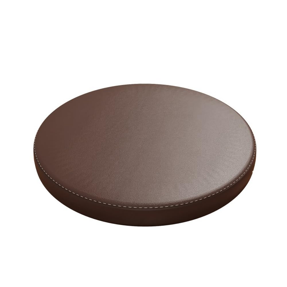 YOUGANG 4.5cm Thick Memory Foam Round Dining Kitchen Chair Seat Cushion,PU Leather 30/35/40cm Round Floor Seating Cushion Anti-Sip Bar Stool Cushion (Brown,30cm)