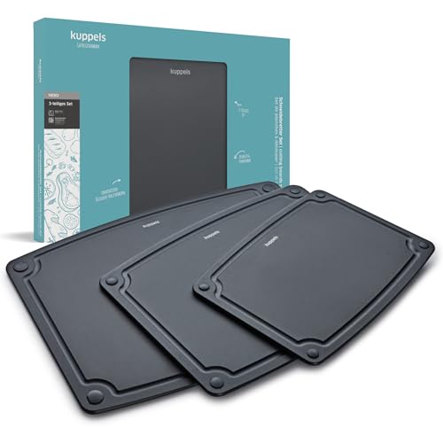 Kuppels NERO Schneidebrett Set 3-tlg. Zellulose mit Saftrille schwarz