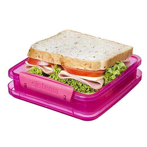 Sistema Lunch Sandwich Box, 450 ml - Assorted Colours, Pack of 3