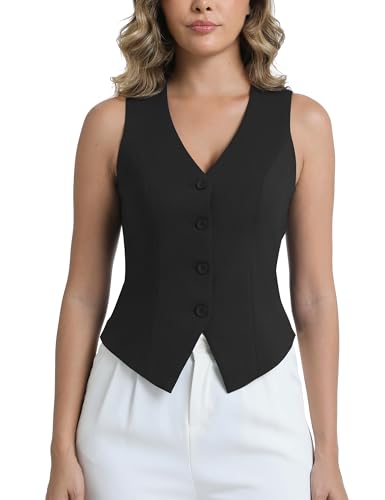CEITAJUI Suit Vest for Women Dressy Vest Tops, Black L