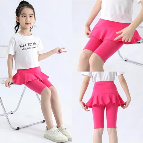 Girls' Knee Length Shorts with Skirt Capri Leggings Kids Summer Casual Sports Shorts 3-11 Years4