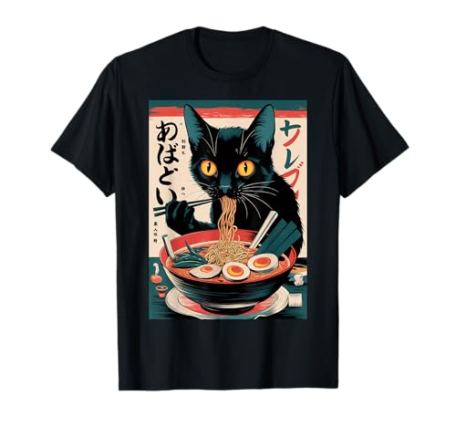Anime Manga Kawaii Otaku Ramen Gato Divertido Regalo Camiseta