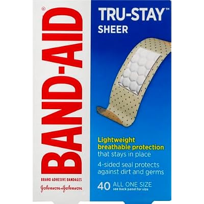 Band-Aid Brand Tru-Stay Sheer Strips Adhesive Bandages for First Aid and Wound Care, All One Size, 40 ct