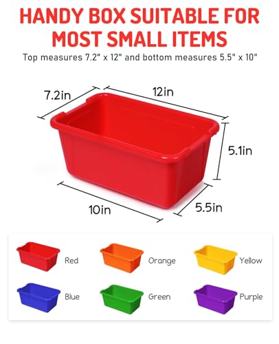Image of GAMENOTE 6 Quart Stackable Plastic Storage Bins with Lids, 6 Pack, Colorful