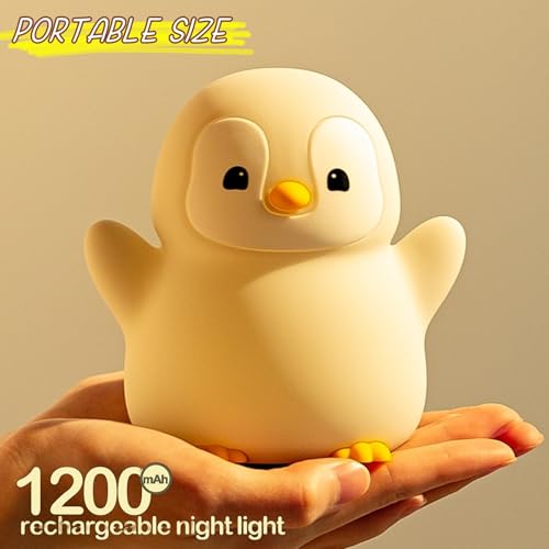 cute penguin night light led squishy xmas penguin lamp food grade silicone dimmable nightlight kids gray penguins light rechargeable light up penguins gifts kids room college decor