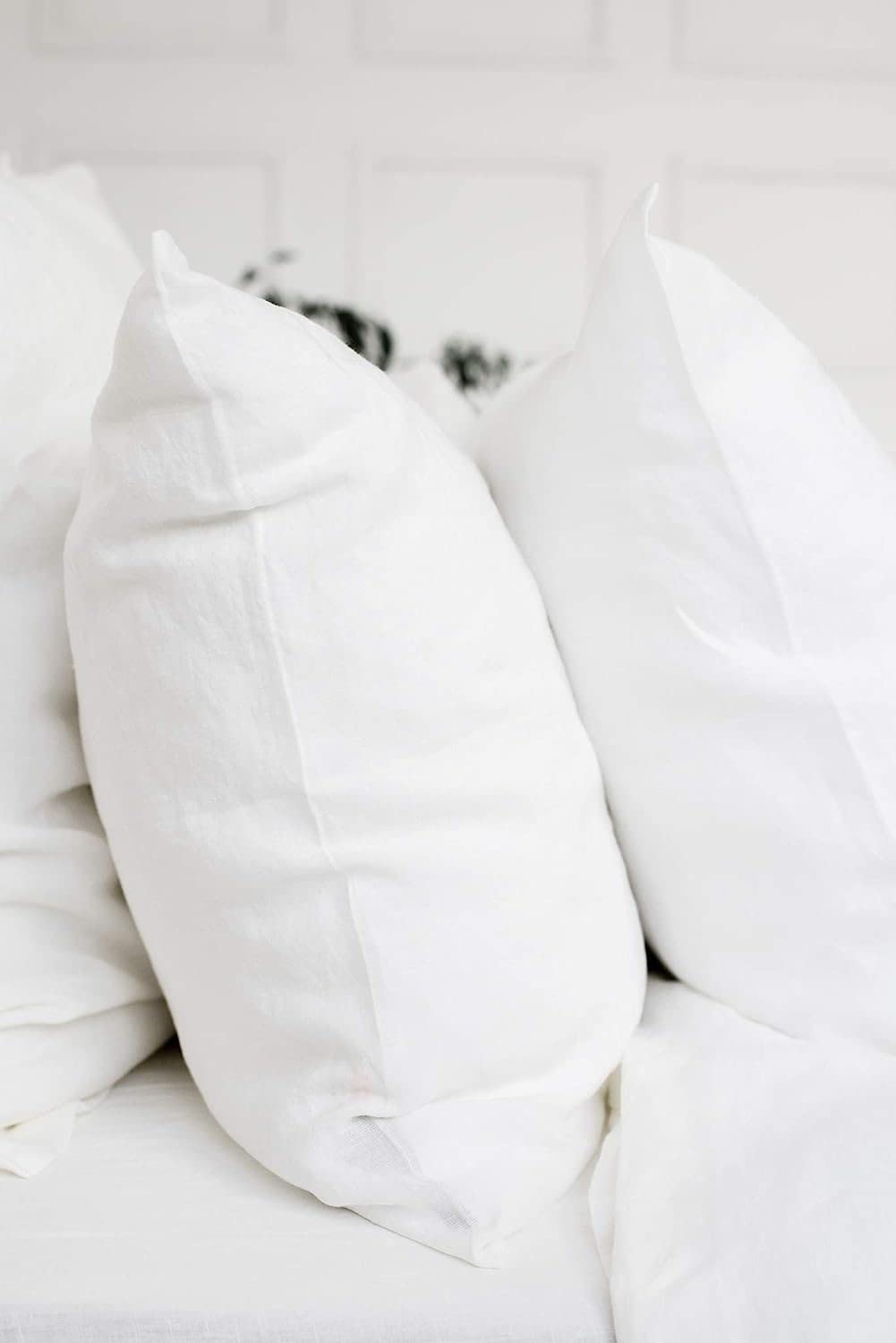 Taies D'Oreiller 50x70 Lot De 2 My Linen Home - Lin & Coton Blanc Lait Hypoallergénique