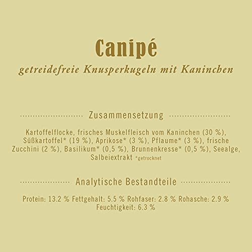 Terra Canis Kaninchen - Canipé Getreidefrei Knusperkugeln, 200g I kleine Zwischenmahlzeit oder besondere Belohnung | Hundesnack in 100% Lebensmittelqualität Aller Rohstoffe