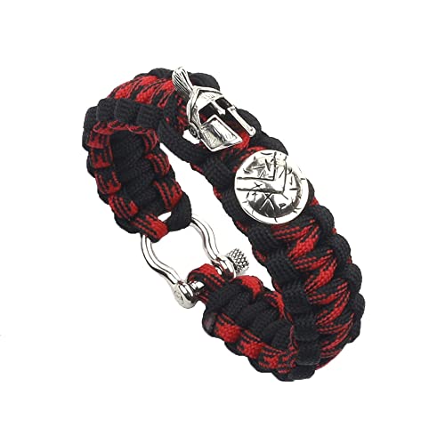 AUOU 1 pulsera con cordón para casco de guerrero espartano nórdico para hombre, accesorios hechos a mano, Piedra