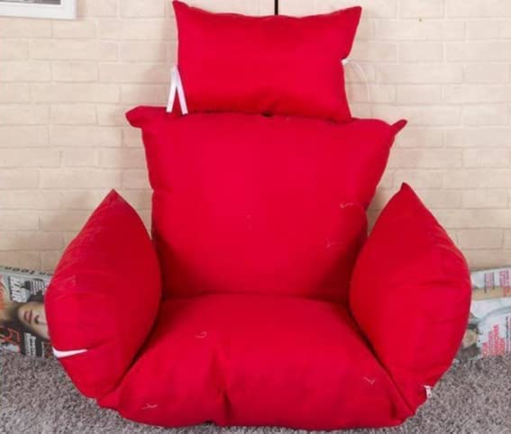 Image of Swingzy Cushion for Hanging Basket Chair - Outdoor Egg Swing Soft Seat Padded Pillow With Polyester Cloth - Red