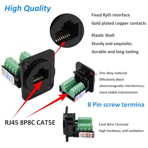 Adaptador conector RJ45 Panel Montaje sin soldadura miniatura 4