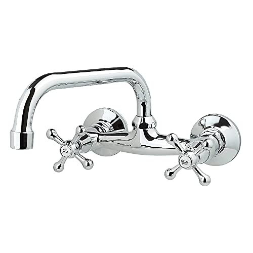 Focus Sanitar Zweigriff Spültischarmatur Wandarmatur Küchenarmatur Wandmontage Küchen Wasserhahn Einhebelmischer mit 360° Drehbar Cover