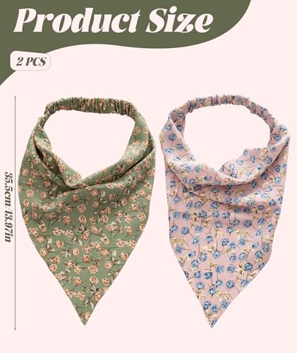 Image of Bandanas For Women, Boho Triangle Headbands, Floral Bandanas Headscarf Chiffon Hairbands Elastic Hair Scarf Boho Headbands Hair Accessories For Women Girls