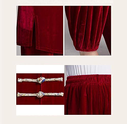 Costume de Style Chinois Rouge Taille L pour Pratique Fluide du Tai Chi
