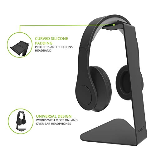 Image of Kanto H1 Universal Headphone Stand - Black - Solid Steel Construction - Curved Silicone Resting Surface
