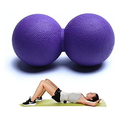 EURODO Peanut Silicone Massage Ball - Double Lacrosse Ball - Perfect for Trigger Point Therapy, Deep Tissue Massage (Purple) Cover